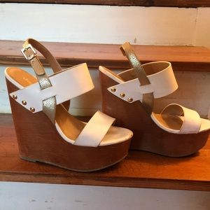 Charlotte Russe White strappy wedges